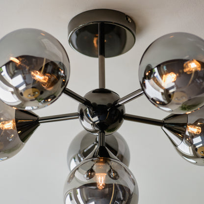 Oscar 6 Ceiling Light Black Chrome – Black