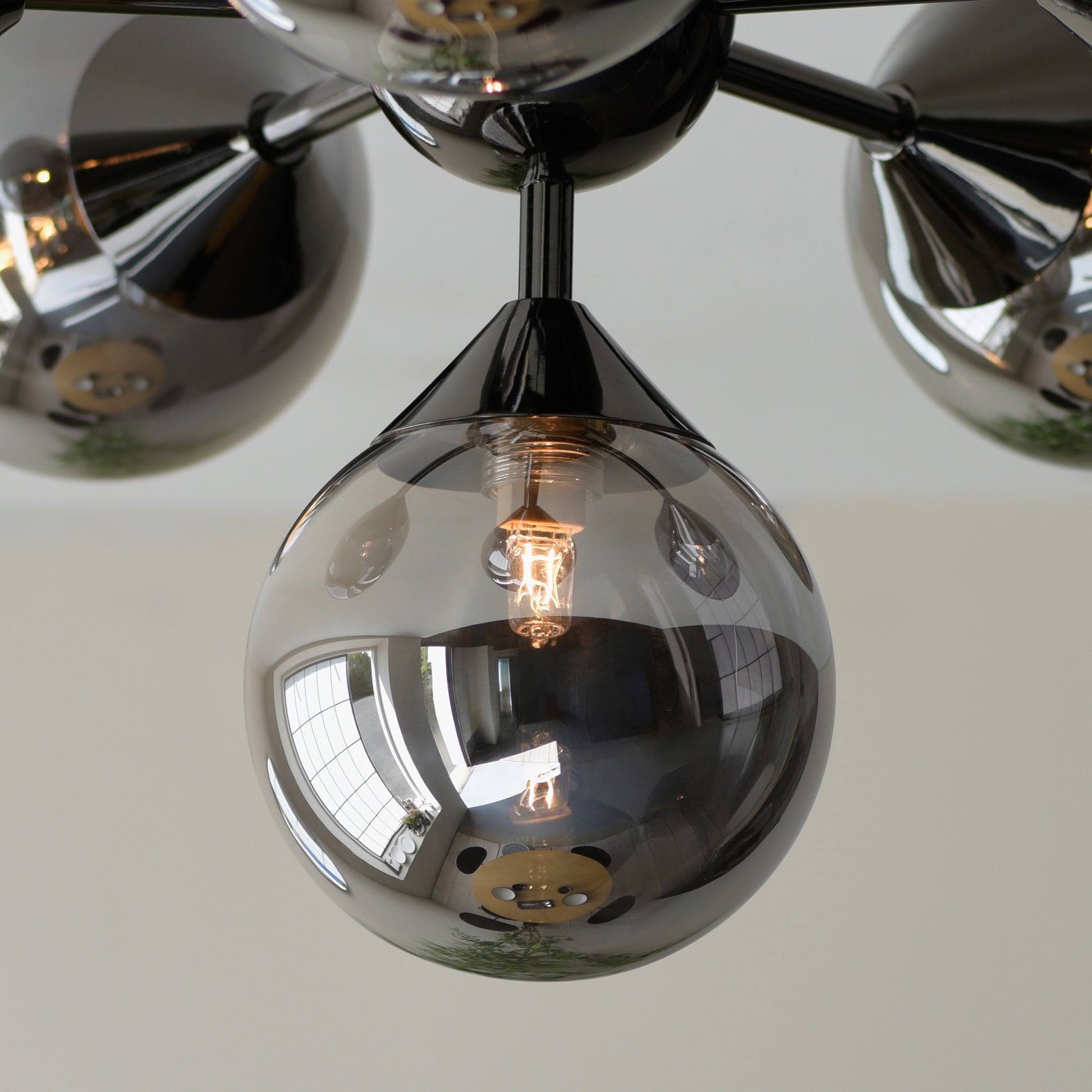 Oscar 6 Ceiling Light Black Chrome – Black