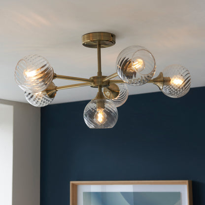 Allegra 6 Ceiling Light Antique Brass – Brass