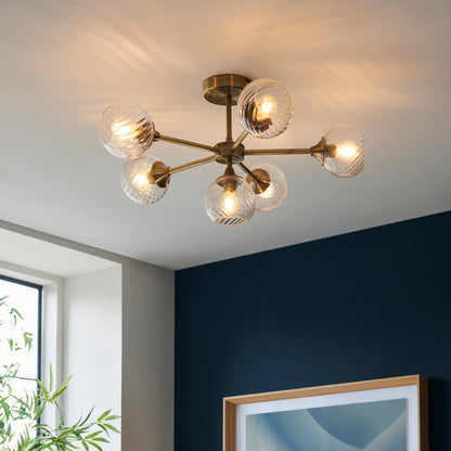 Allegra 6 Ceiling Light Antique Brass – Brass