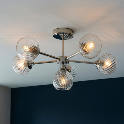 Allegra 6 Ceiling Light Bright Nickel – Nickel
