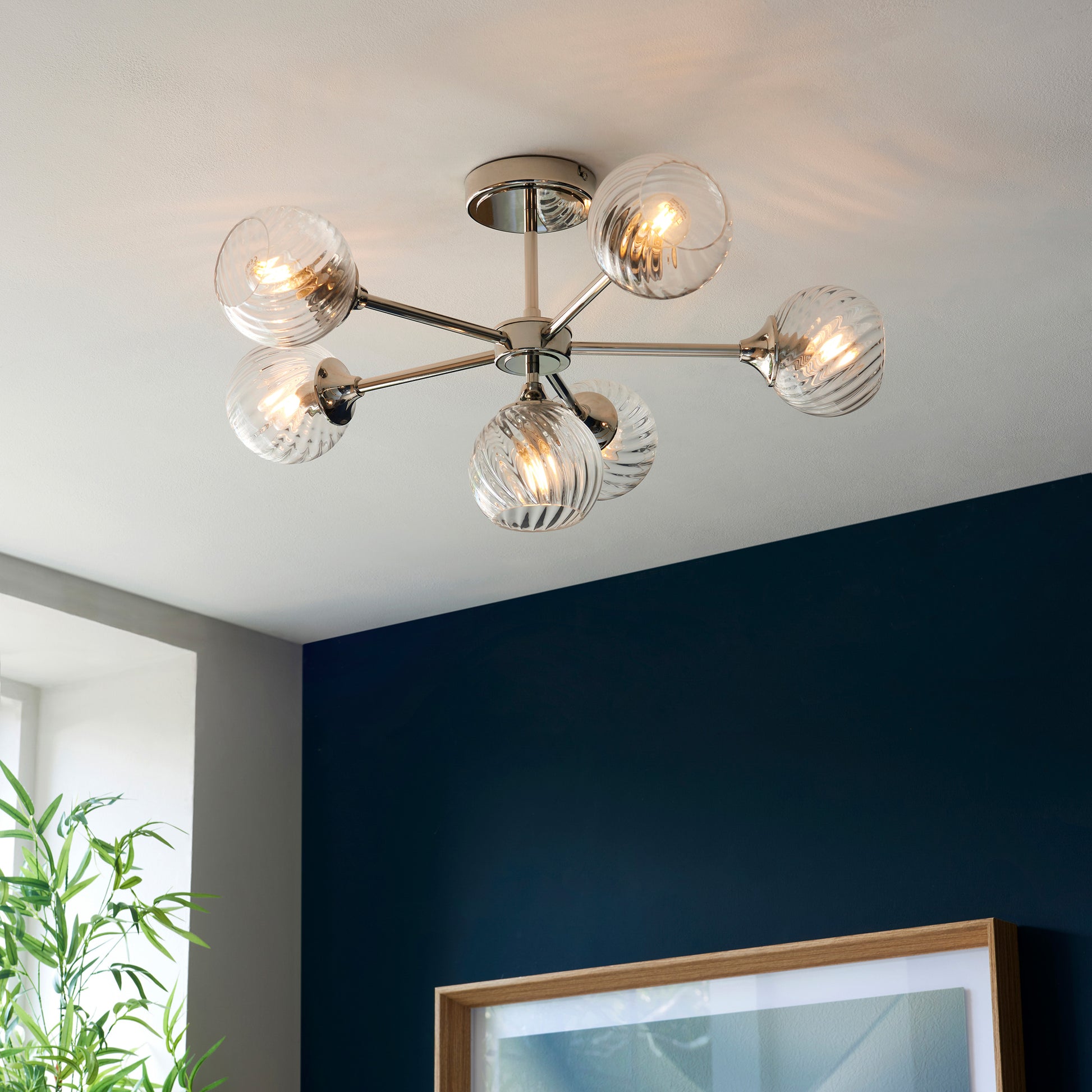 Allegra 6 Ceiling Light Bright Nickel – Nickel