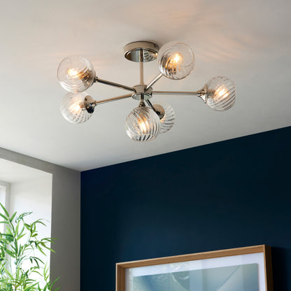 Allegra 6 Ceiling Light Bright Nickel – Nickel