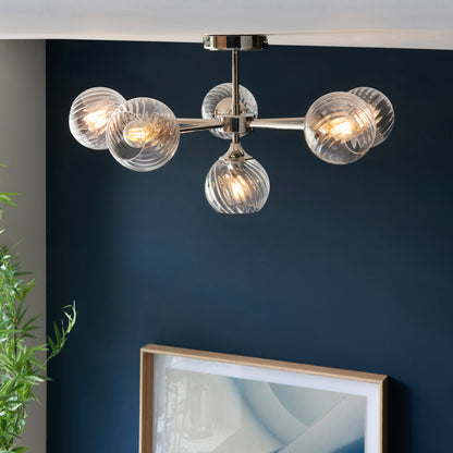 Allegra 6 Ceiling Light Bright Nickel – Nickel