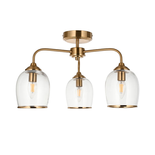 Ashcroft Ceiling 3 Light Brushed Aged Brass – Brass