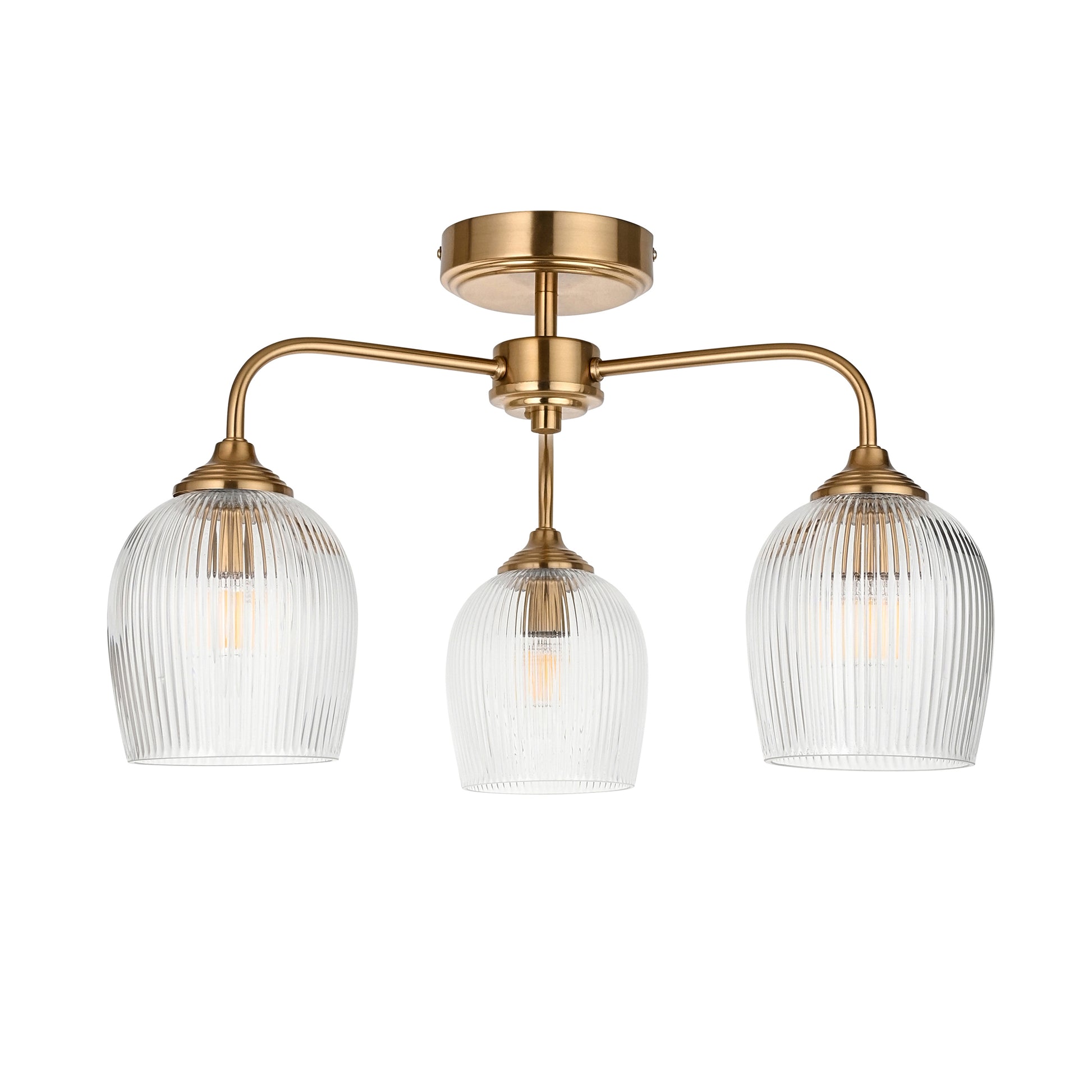 Ashcroft Ribbed Ceiling 3 Light Brushed Aged Brass – Brass