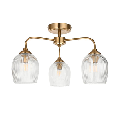Ashcroft Ribbed Ceiling 3 Light Brushed Aged Brass – Brass