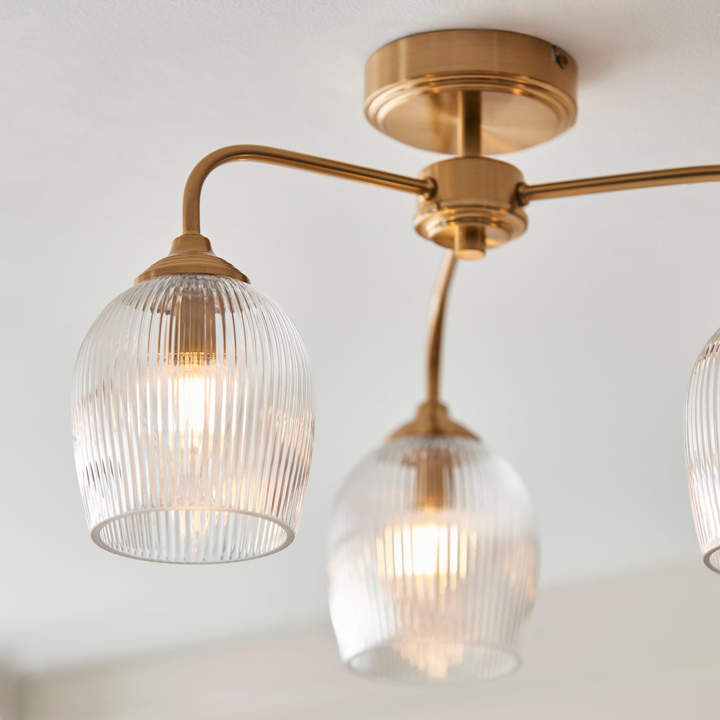Ashcroft Ribbed Ceiling 3 Light Brushed Aged Brass – Brass