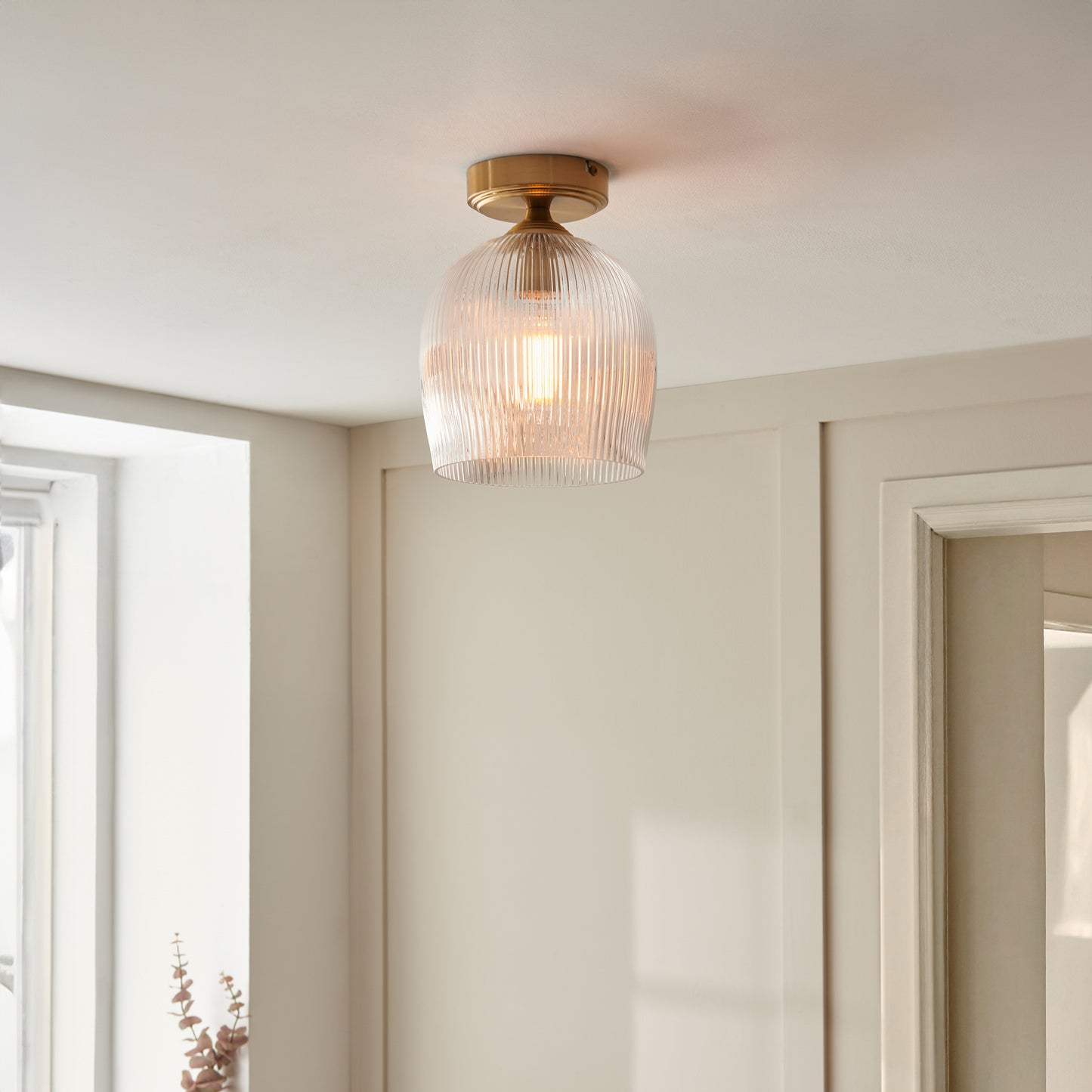 Ashcroft Ribbed Ceiling 1 Light Brushed Aged Brass – Brass