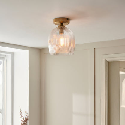 Ashcroft Ribbed Ceiling 1 Light Brushed Aged Brass – Brass