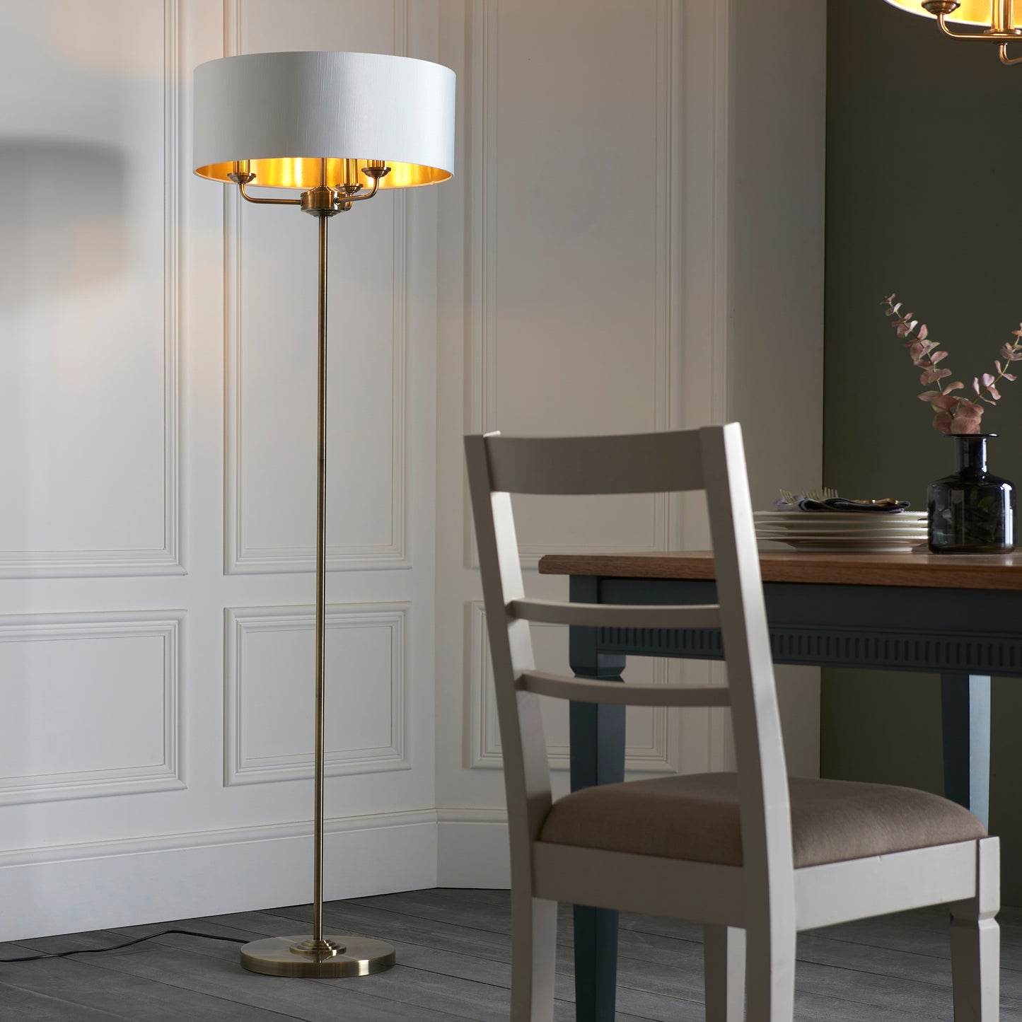 Highclere 3 Floor Light Antique Brass – Brass