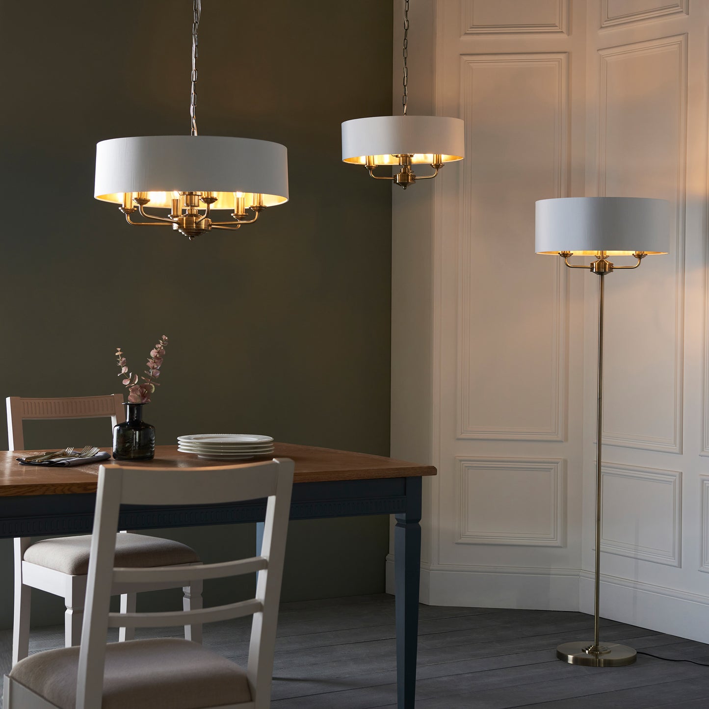 Highclere 3 Floor Light Antique Brass – Brass