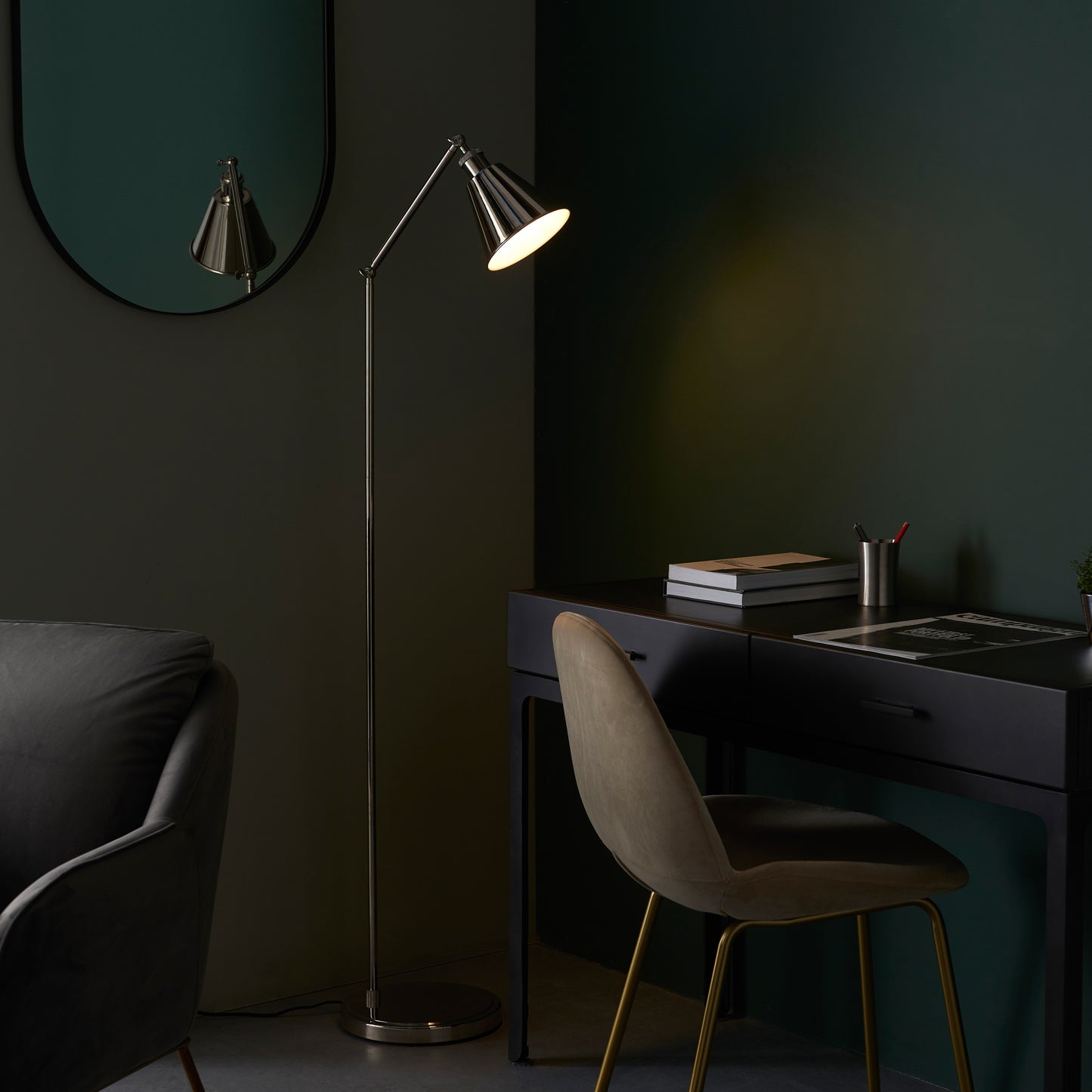 Hal Task Floor Lamp Bright Nickel – Nickel