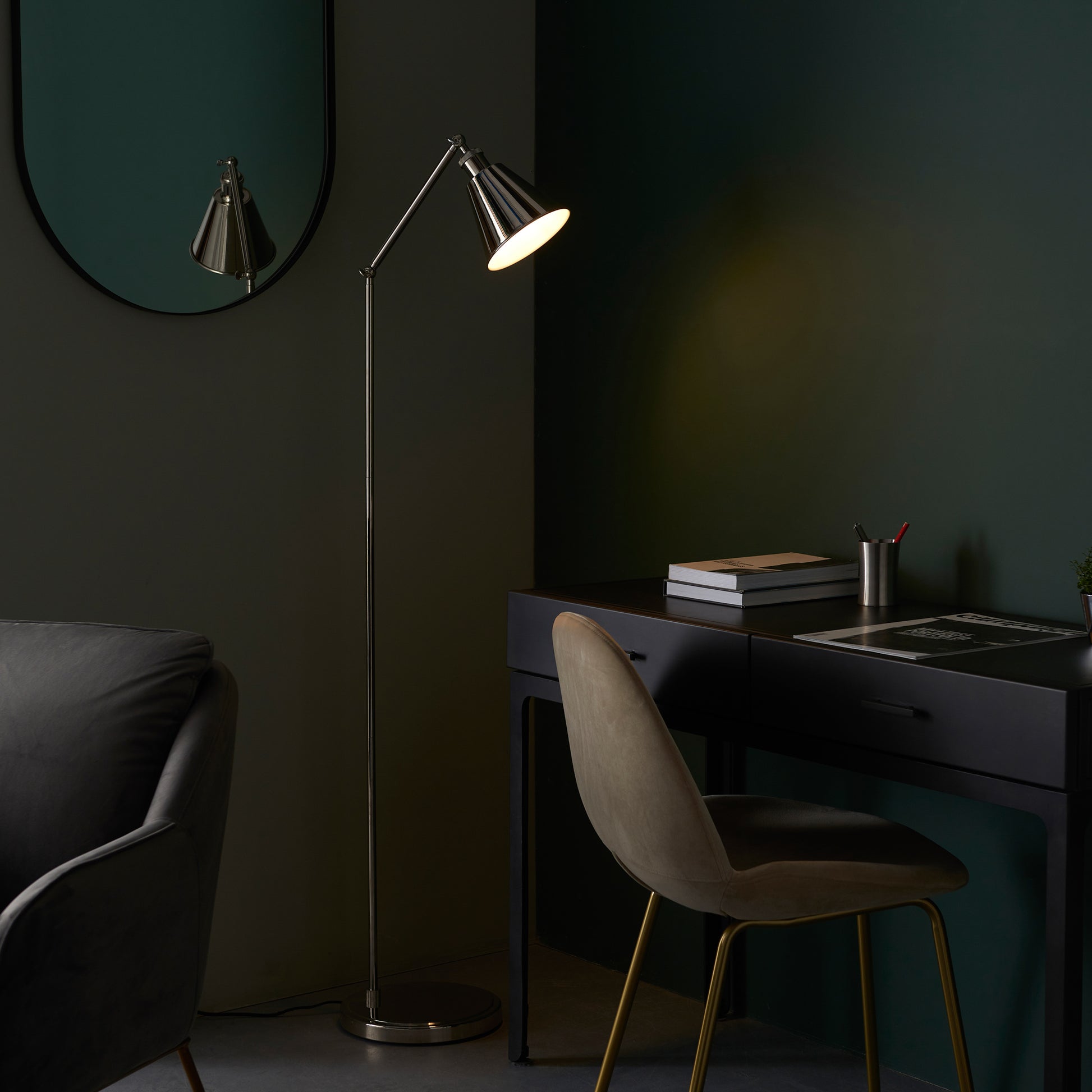Hal Task Floor Lamp Bright Nickel – Nickel