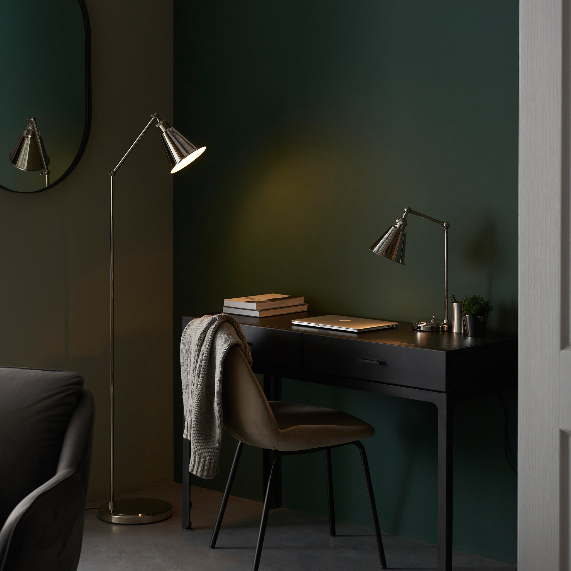 Hal Task Floor Lamp Bright Nickel – Nickel