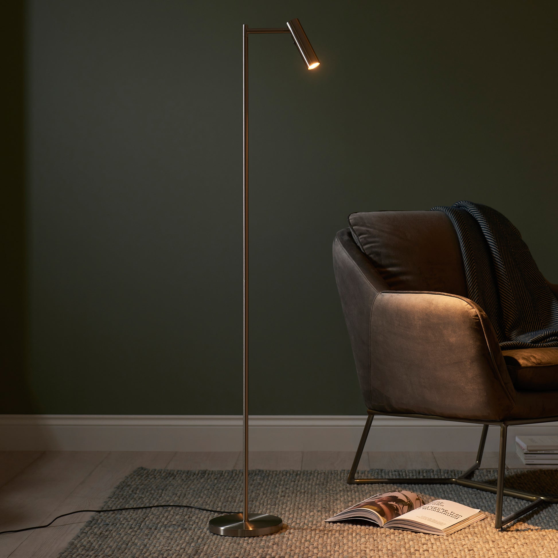 Dedicated Reader 1 Floor Lamp Satin Nickel – Nickel