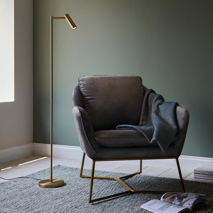 Dedicated Reader 1 Floor Lamp Satin Warm Brass – Brass