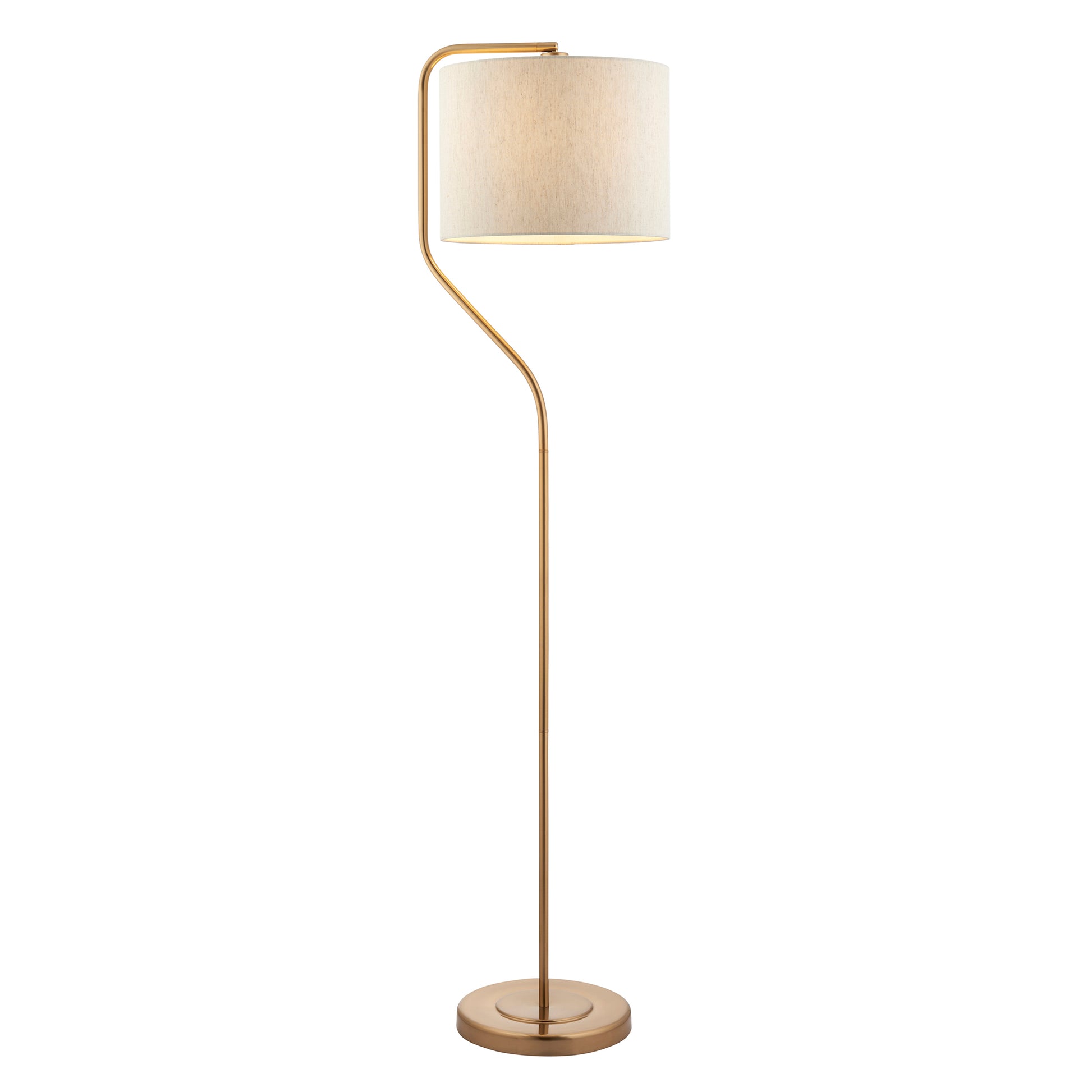 Clement Floor Lamp Brushed Aged Brass – Natural