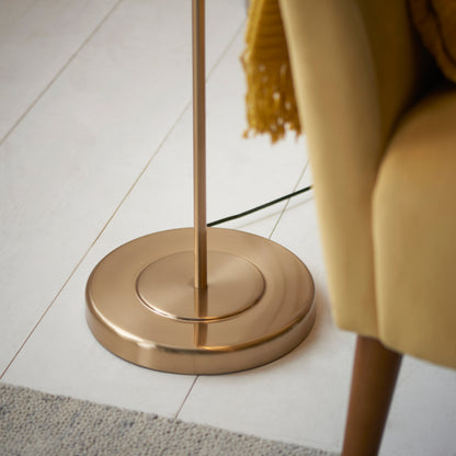 Clement Floor Lamp Brushed Aged Brass – Natural