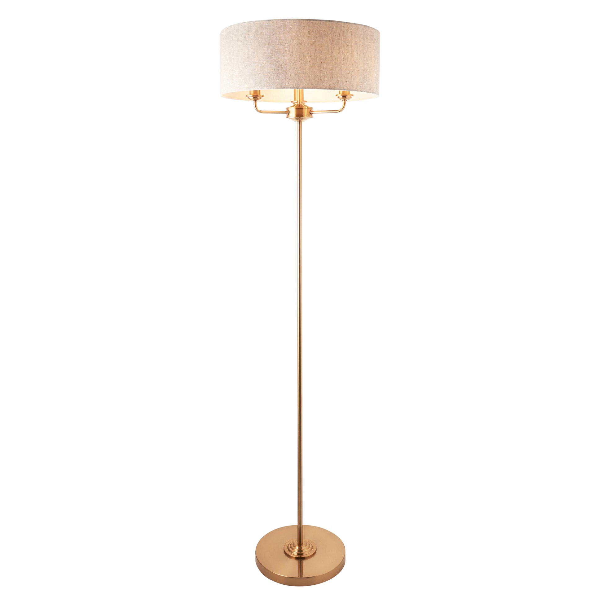 Highclere 3 Floor Lamp Vintage Brass – Natural