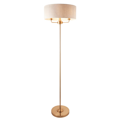 Highclere 3 Floor Lamp Vintage Brass – Natural