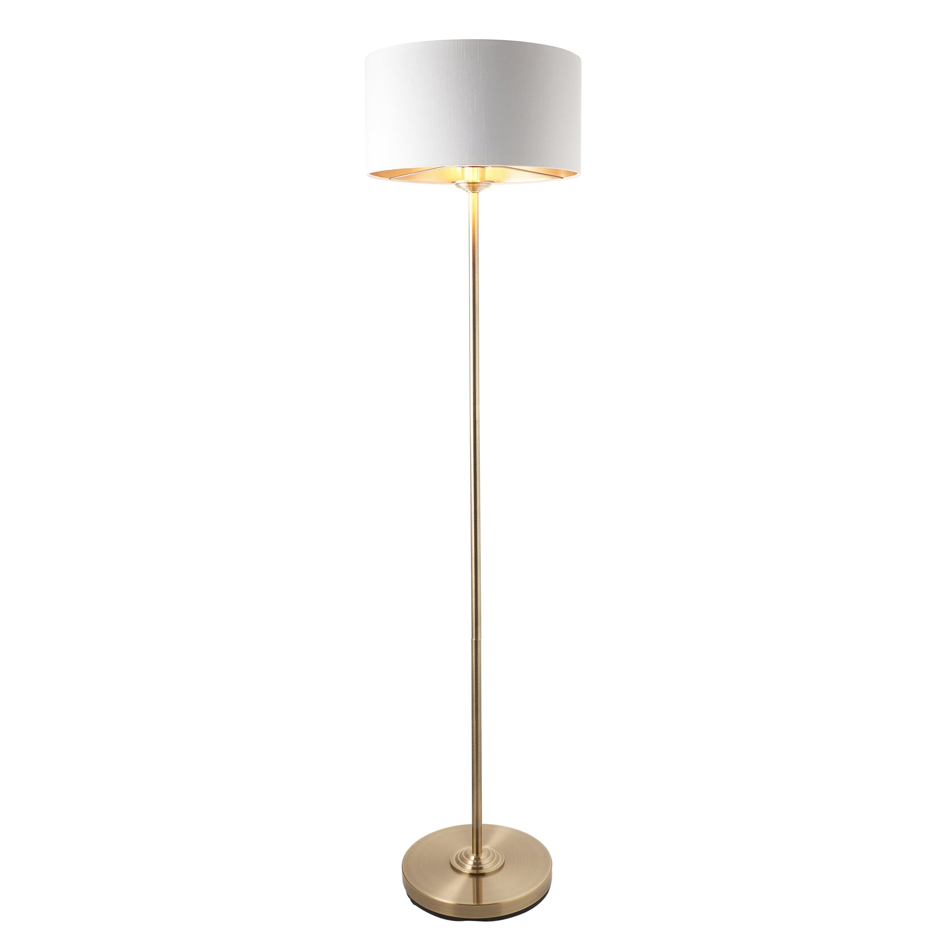 Highclere Floor Lamp Antique Brass – White