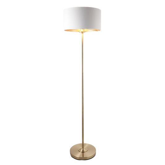 Highclere Floor Lamp Antique Brass – White