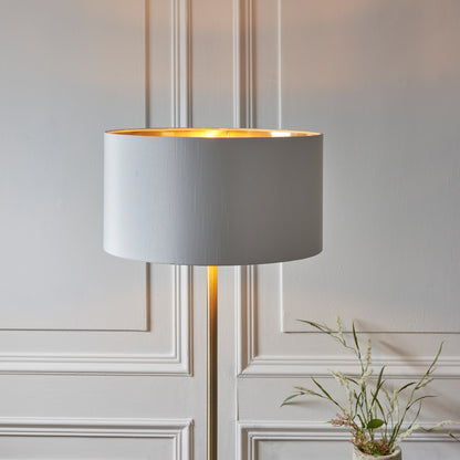 Highclere Floor Lamp Antique Brass – White