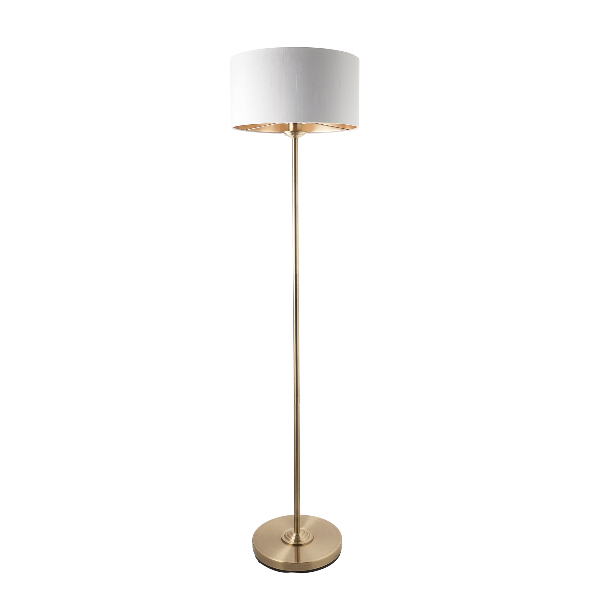 Highclere Floor Lamp Antique Brass – White