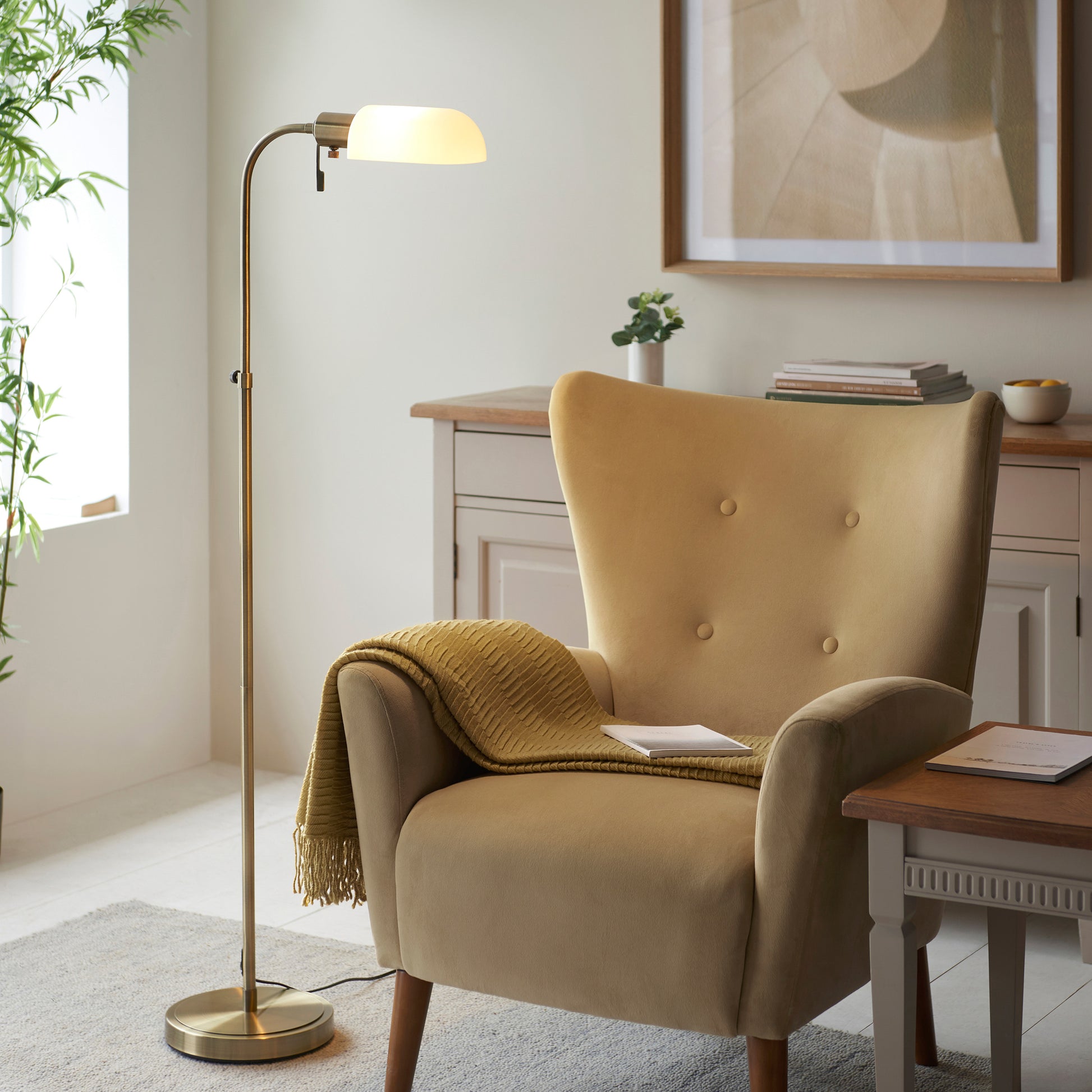 Pharmacy 1 Floor Lamp Antique Brass Opal Glass – Brass