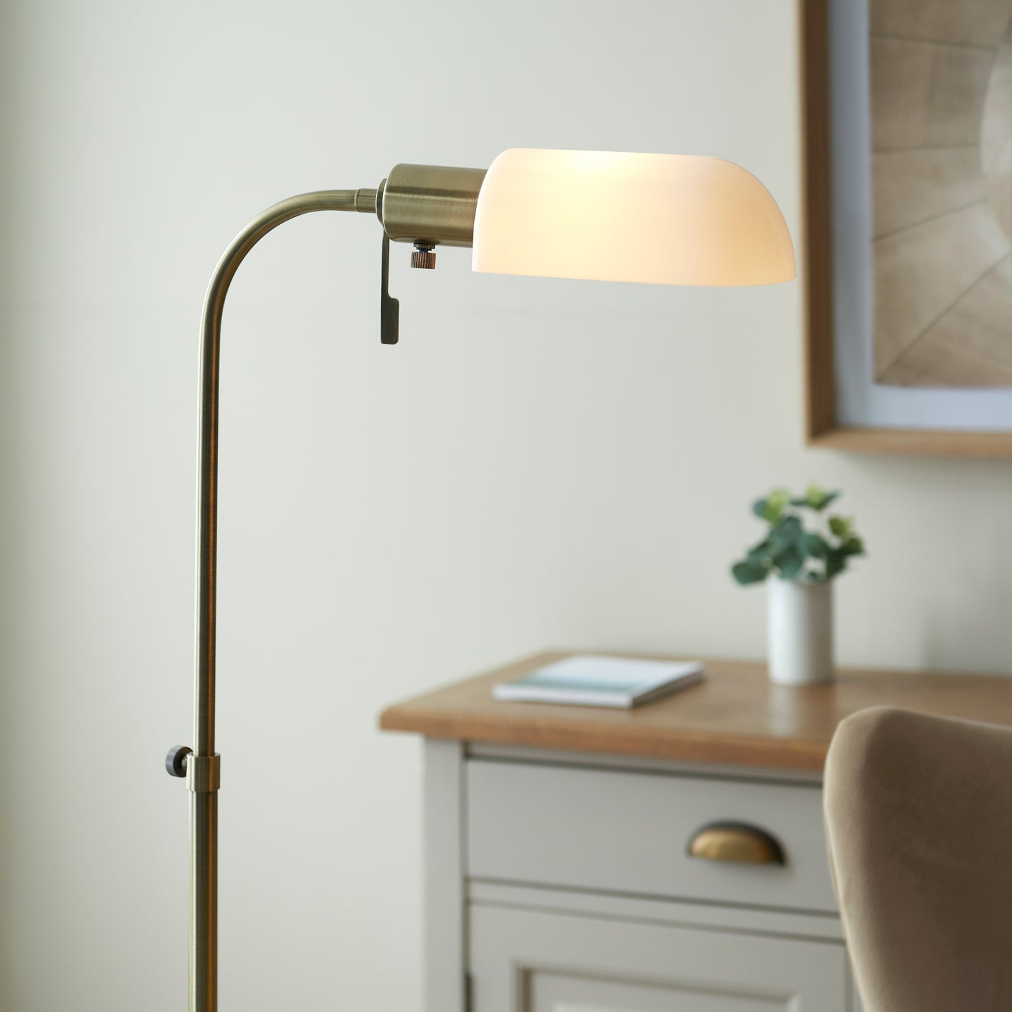 Pharmacy 1 Floor Lamp Antique Brass Opal Glass – Brass