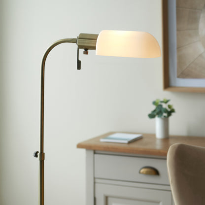 Pharmacy 1 Floor Lamp Antique Brass Opal Glass – Brass