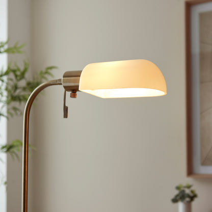 Pharmacy 1 Floor Lamp Antique Brass Opal Glass – Brass