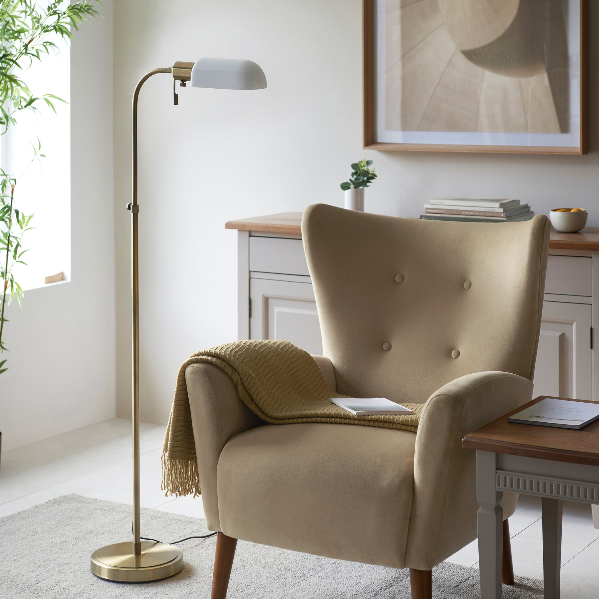 Pharmacy 1 Floor Lamp Antique Brass Opal Glass – Brass