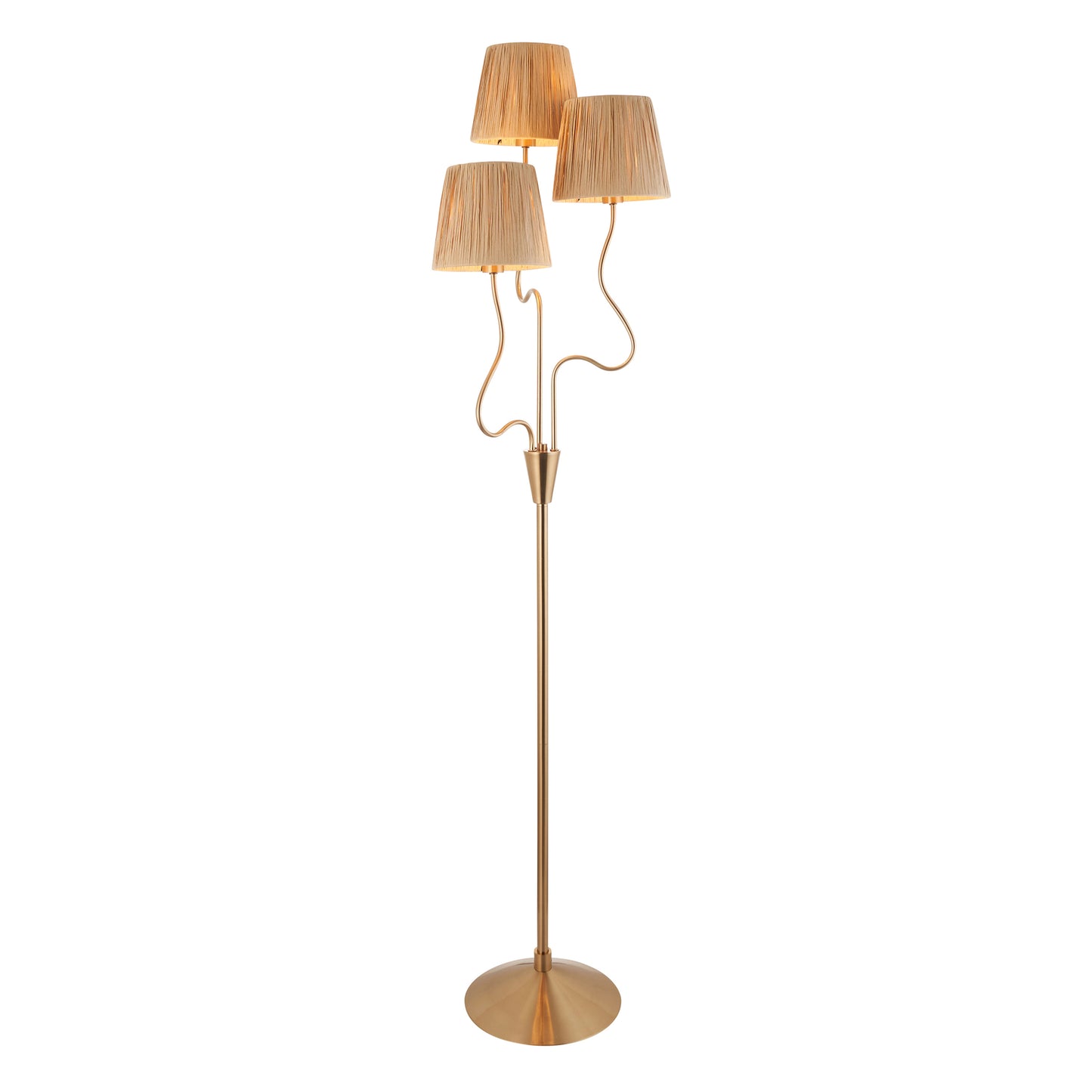 Wriggle 3 Floor Lamp Brushed Aged Brass – Natural