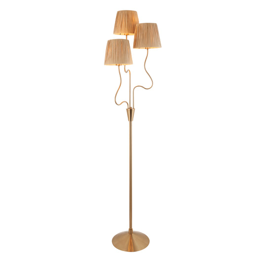 Wriggle 3 Floor Lamp Brushed Aged Brass – Natural