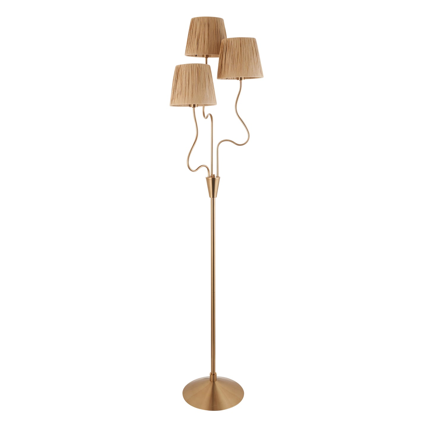 Wriggle 3 Floor Lamp Brushed Aged Brass – Natural