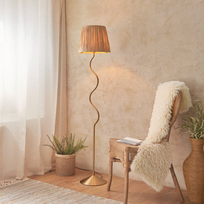 Wriggle 1 Floor Lamp Brushed Aged Brass – Brass