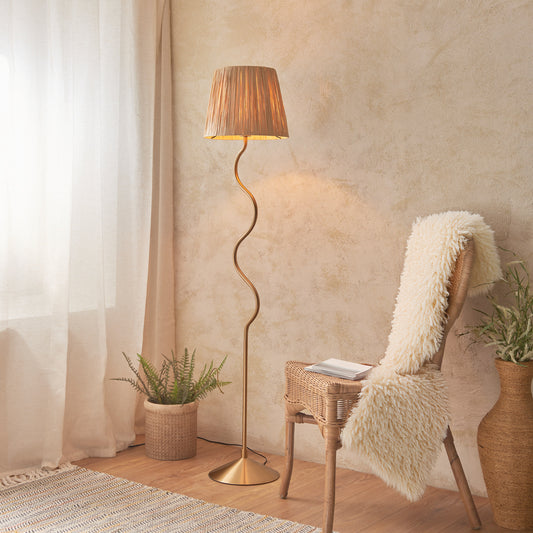 Wriggle 1 Floor Lamp Brushed Aged Brass – Brass