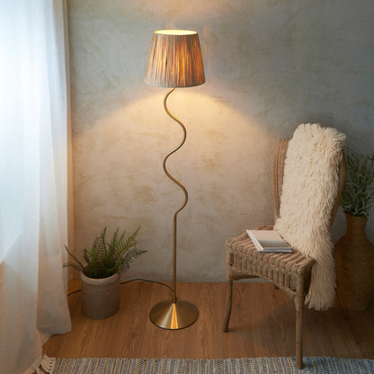 Wriggle 1 Floor Lamp Brushed Aged Brass – Brass