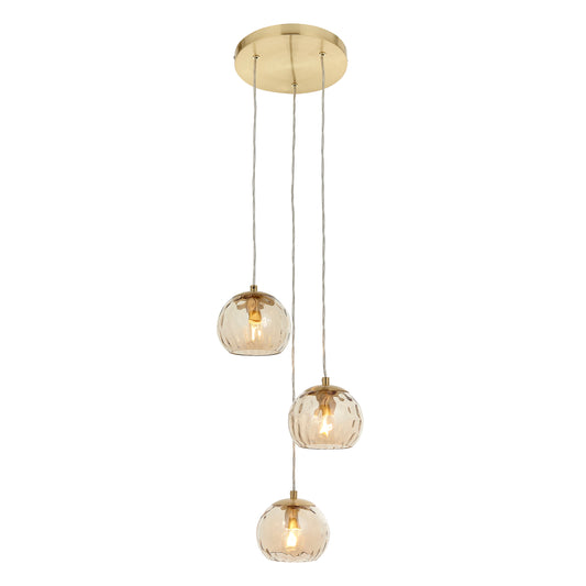 Dimple 3 Pendant Light Satin Brass – Brass