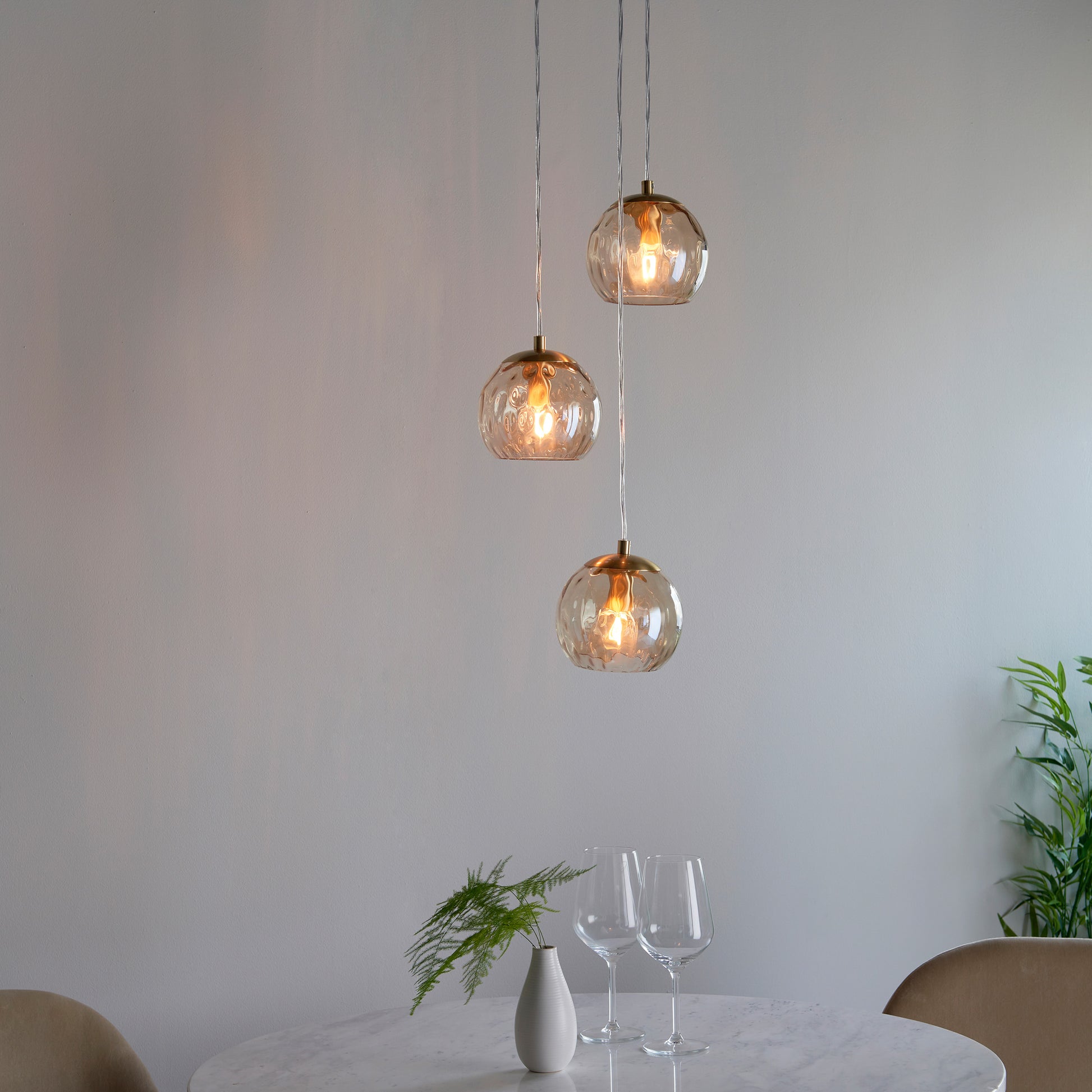 Dimple 3 Pendant Light Satin Brass – Brass