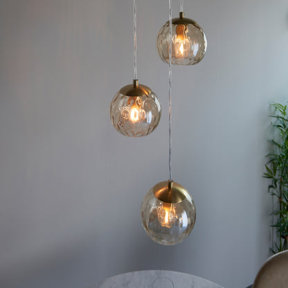 Dimple 3 Pendant Light Satin Brass – Brass