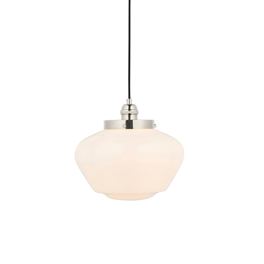 Camberley 1 Pendant Light Bright Bickel Opal Glass – Silver