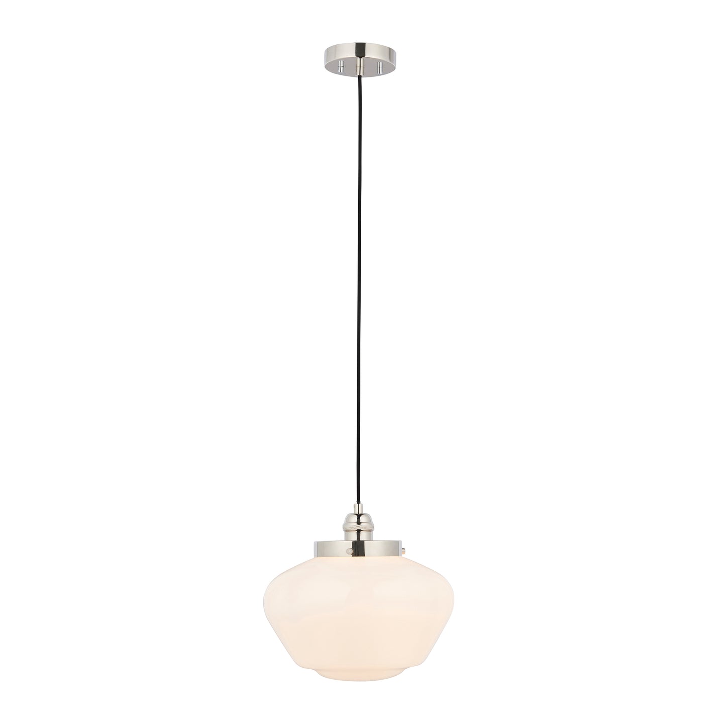 Camberley 1 Pendant Light Bright Bickel Opal Glass – Silver