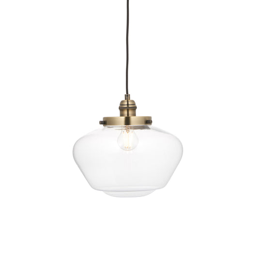 Camberley 1 Pendant Light Antique Brass Clear – Brass