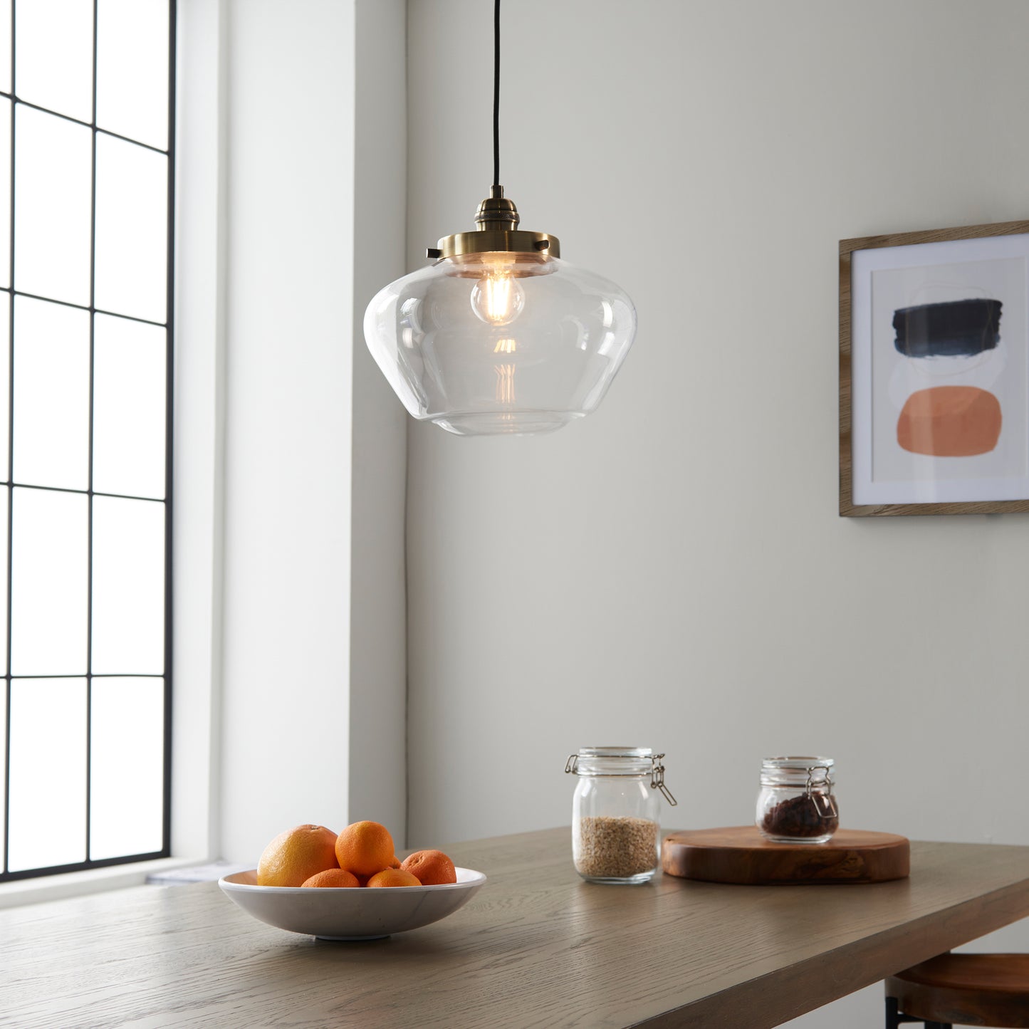 Camberley 1 Pendant Light Antique Brass Clear – Brass