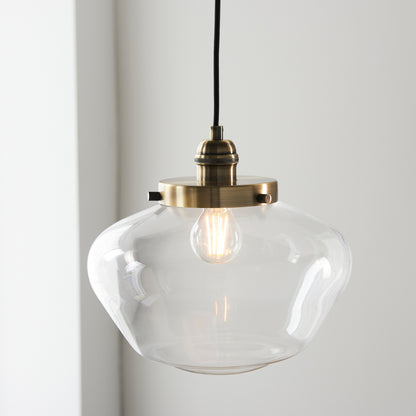 Camberley 1 Pendant Light Antique Brass Clear – Brass