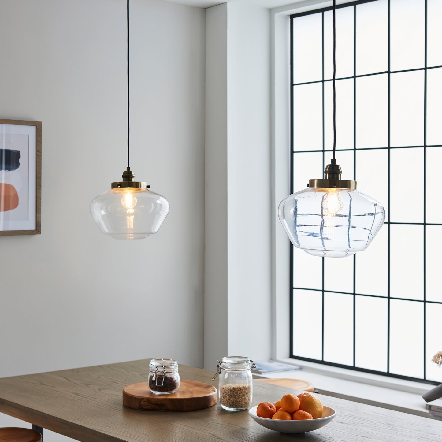 Camberley 1 Pendant Light Antique Brass Clear – Brass