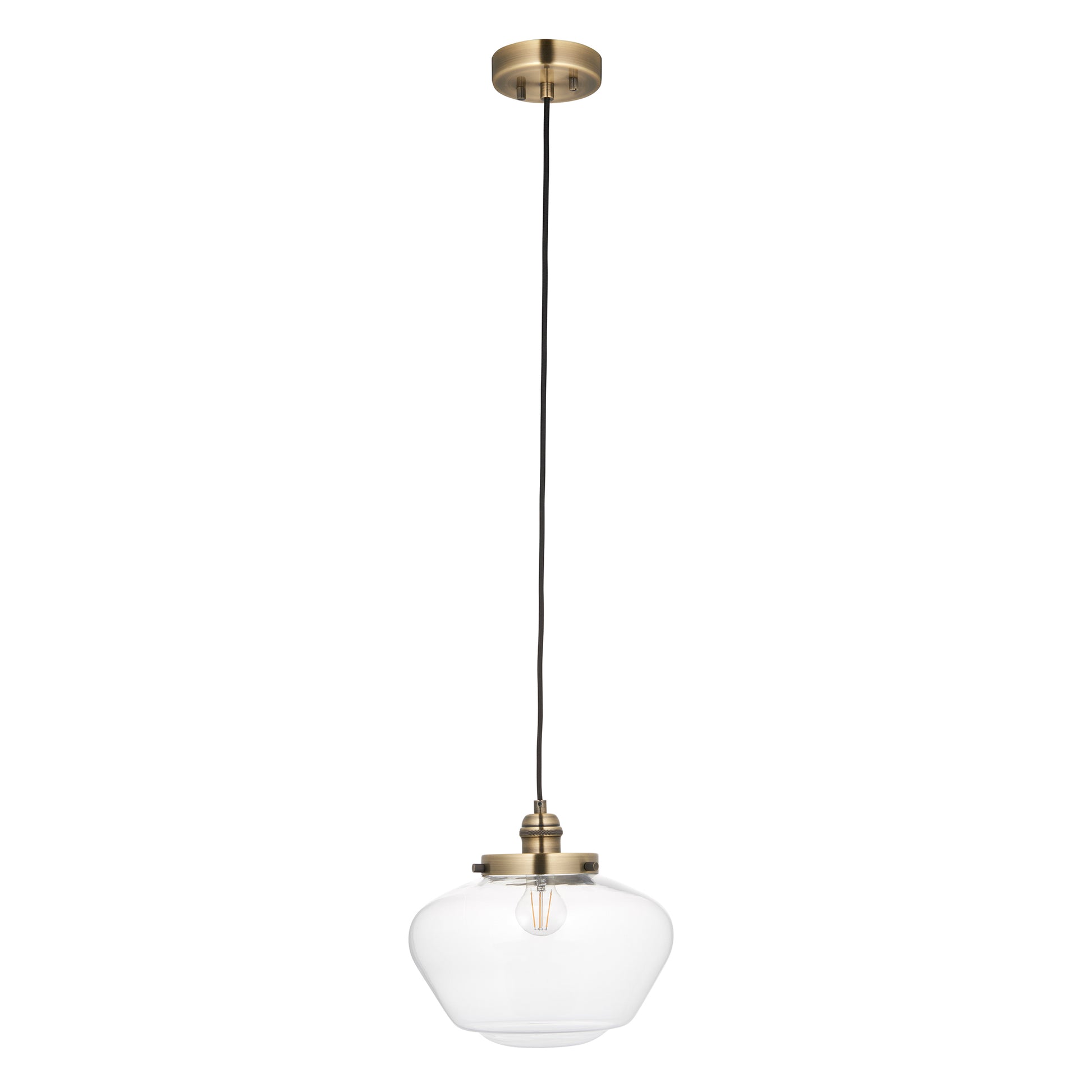 Camberley 1 Pendant Light Antique Brass Clear – Brass
